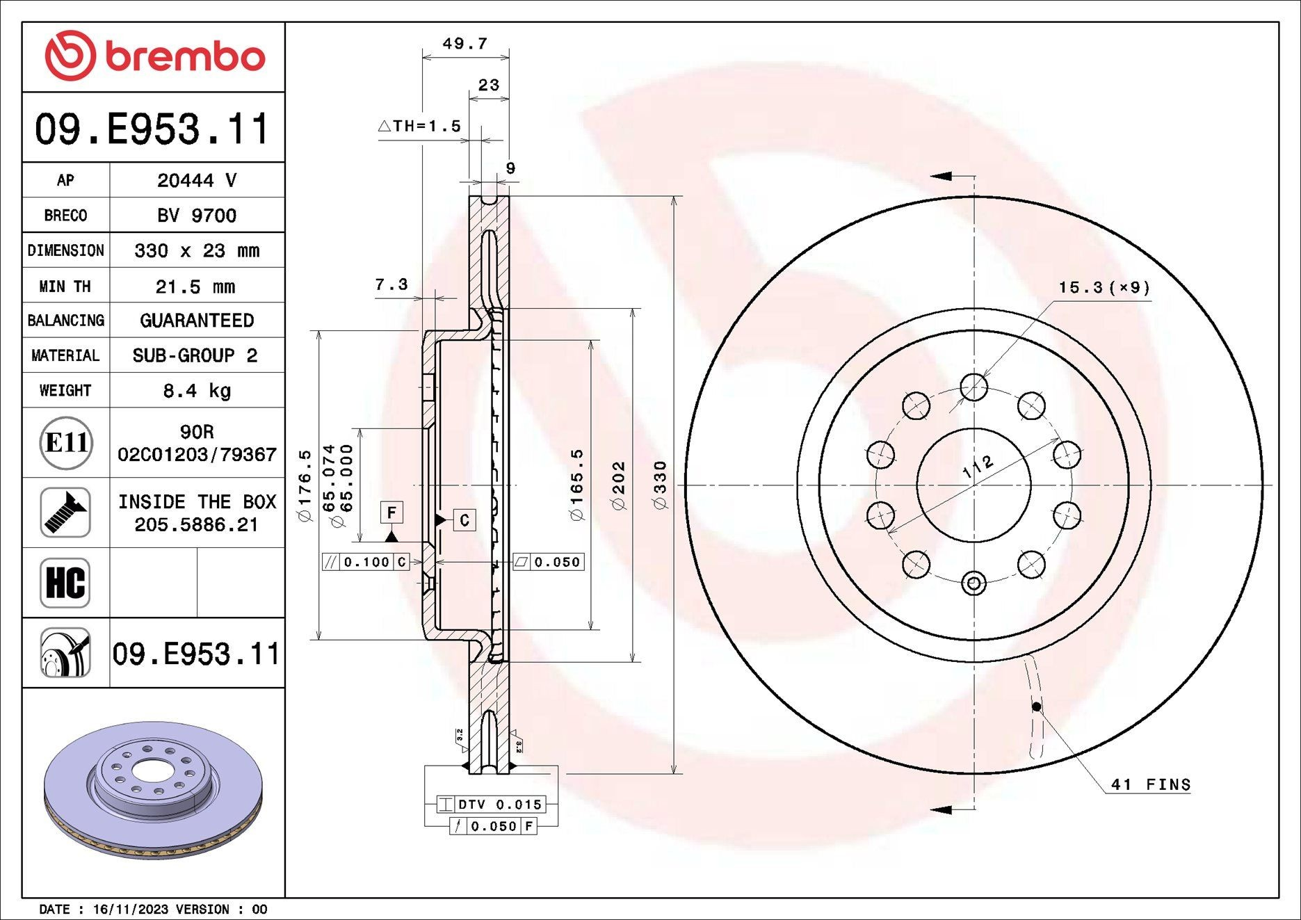 09E95311 Brembo