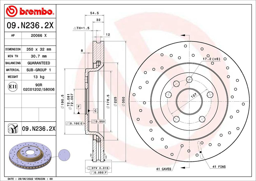 Do koszyka 09N2362X Brembo Tarcza hamulcowa przednia