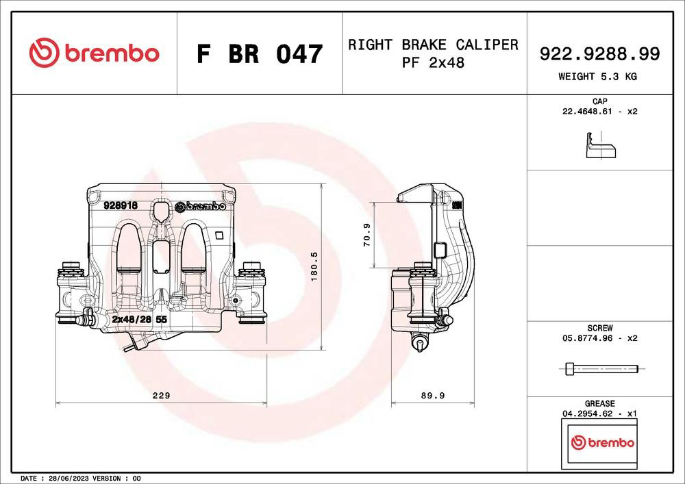 Zacisk hamulcowy przedni prawy FBR047 Brembo
