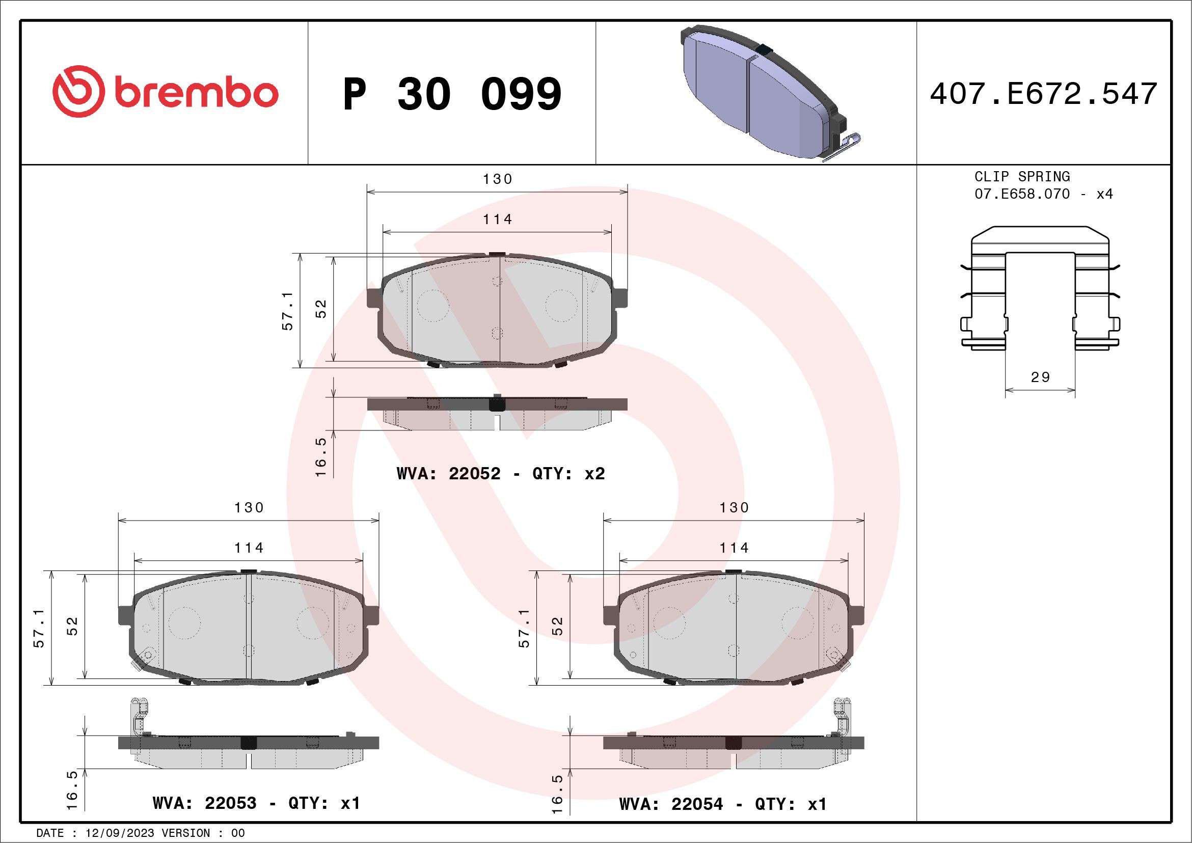 Klocki hamulcowe przednie tarczowe Brembo P30099 cena, od 46,72 USD
