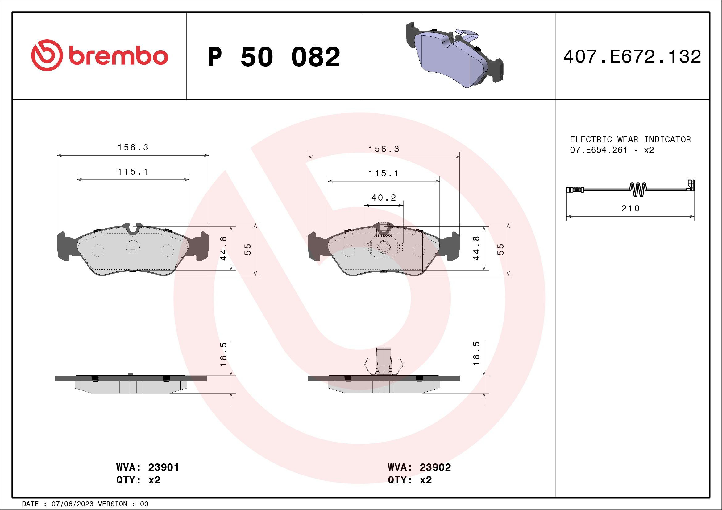 Okładziny (klocki) do hamulców tarczowych tylne Brembo P50082 cena, od 24,51 USD