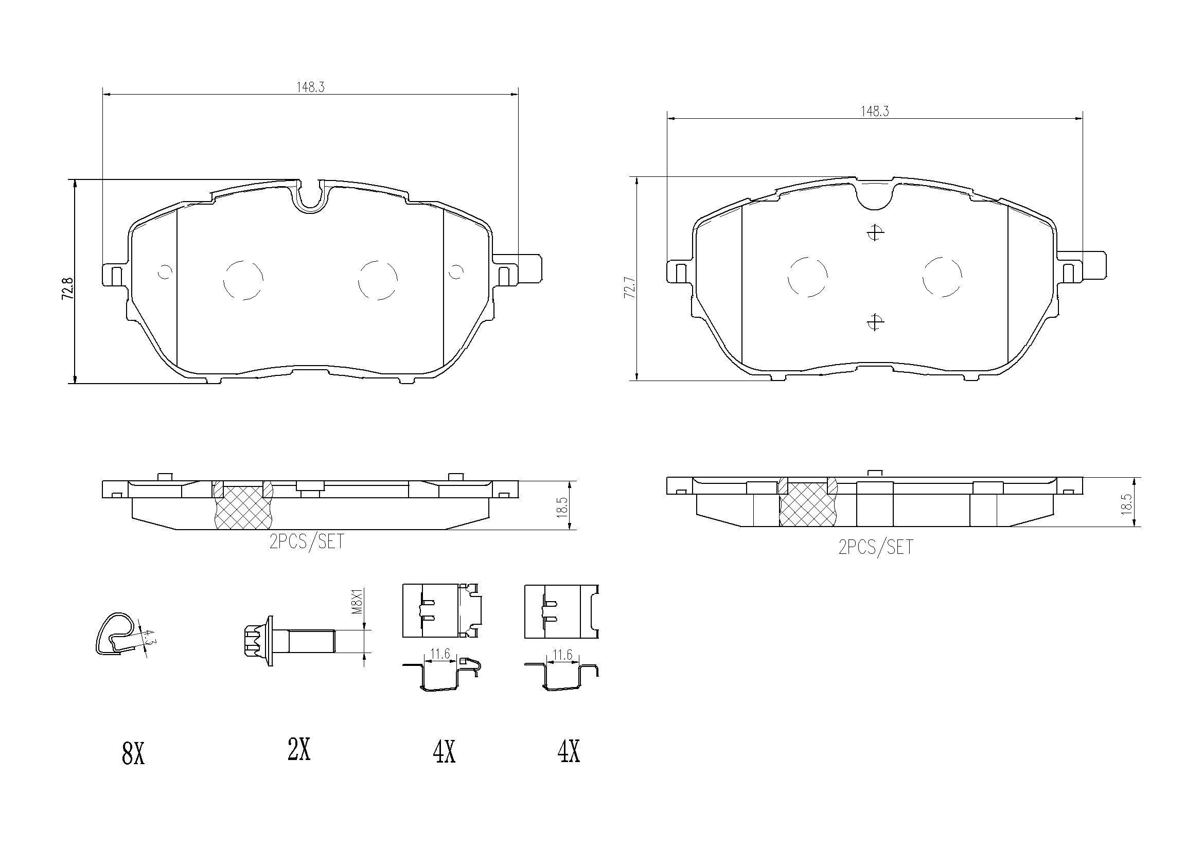 P61128 Brembo Klocki hamulcowe przednie tarczowe