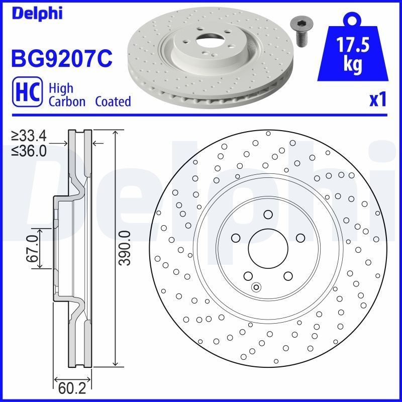 BG9207C Delphi Tarcza hamulcowa przednia