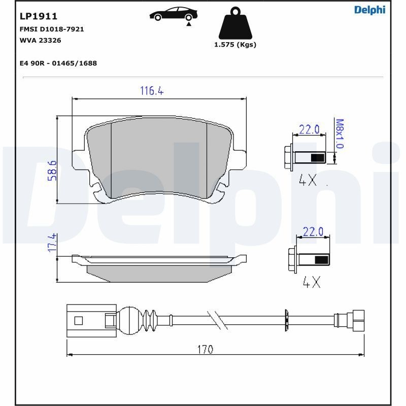 Okładziny (klocki) do hamulców tarczowych tylne Delphi LP1911 cena, od 25,77 USD
