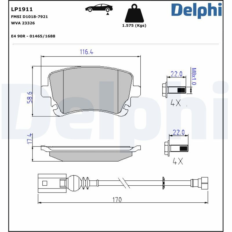 Okładziny (klocki) do hamulców tarczowych tylne Delphi LP1911 cena, od 25,77 USD
