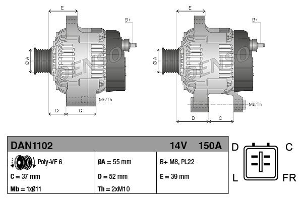Alternator Denso DAN1102 cena, od 212,70 USD