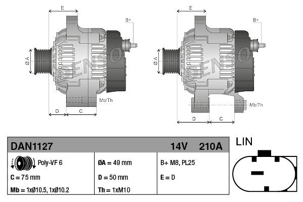 DAN1127 Denso Alternator
