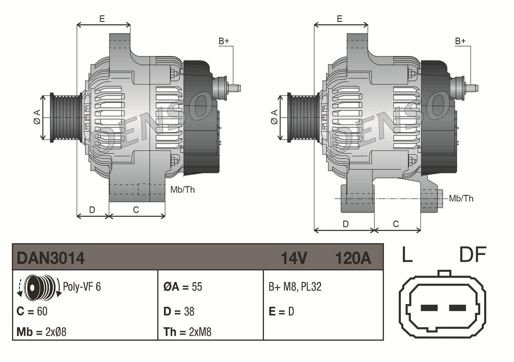 Do koszyka DAN3014 Denso Alternator