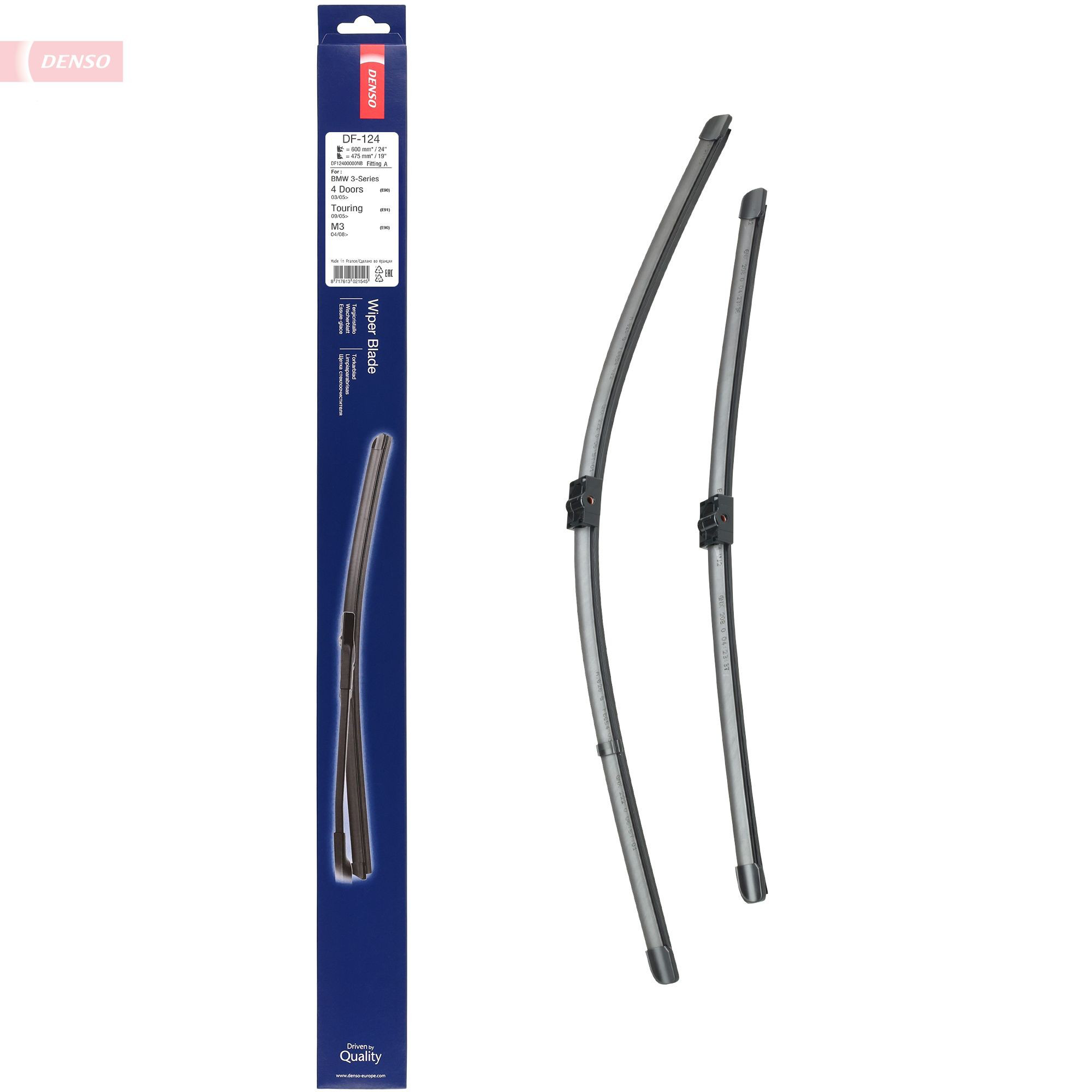 Do koszyka DF124 Denso Pióro wycieraczki szyby przedniej, zestaw (2 szt.)