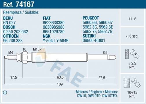 74167 FAE Świeca żarowa