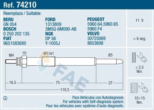 74210 FAE Świeca żarowa
