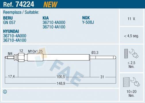 74224 FAE Świeca żarowa