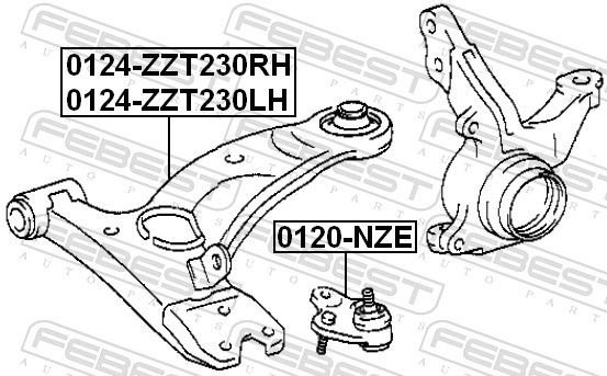 Wahacz zawieszenia przedniego dolny lewy Toyota Corolla VERSO minivan (R10) (2004 - 2009) cena, od 63,70 USD
