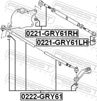 Drążek kierowniczy środkowy przedni Febest 0222GRY61 cena, od 101,48 USD