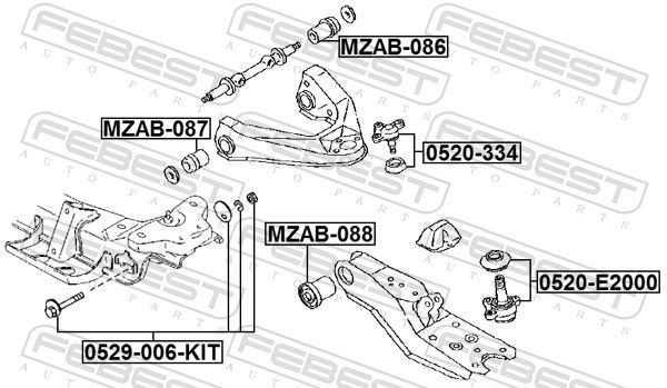 Sworzeń wahacza górny Mazda E 2000/2200