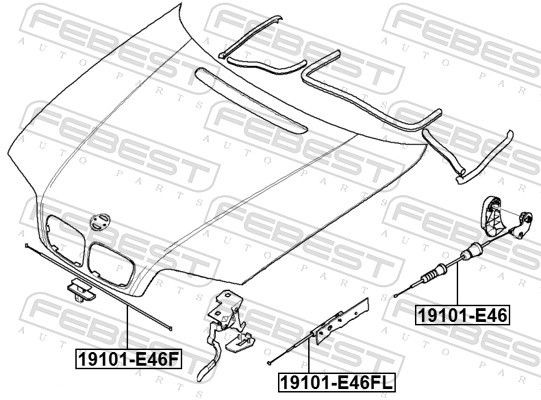 Linka otwierania maski do BMW 3  E46