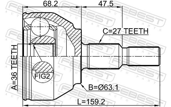 Przegub homokinetyczny przedni zewnętrzny Ford Kuga I