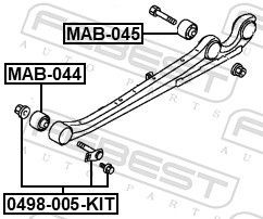 Silentblock tylnego wahacza podłużnego przedni Febest MAB044 cena, od 12,43 USD