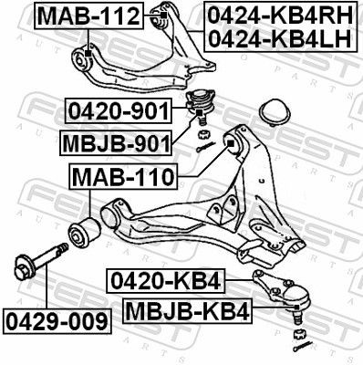Do koszyka Silentblock przedniego wahacza dolnego Mitsubishi L 200 IV KA, KB