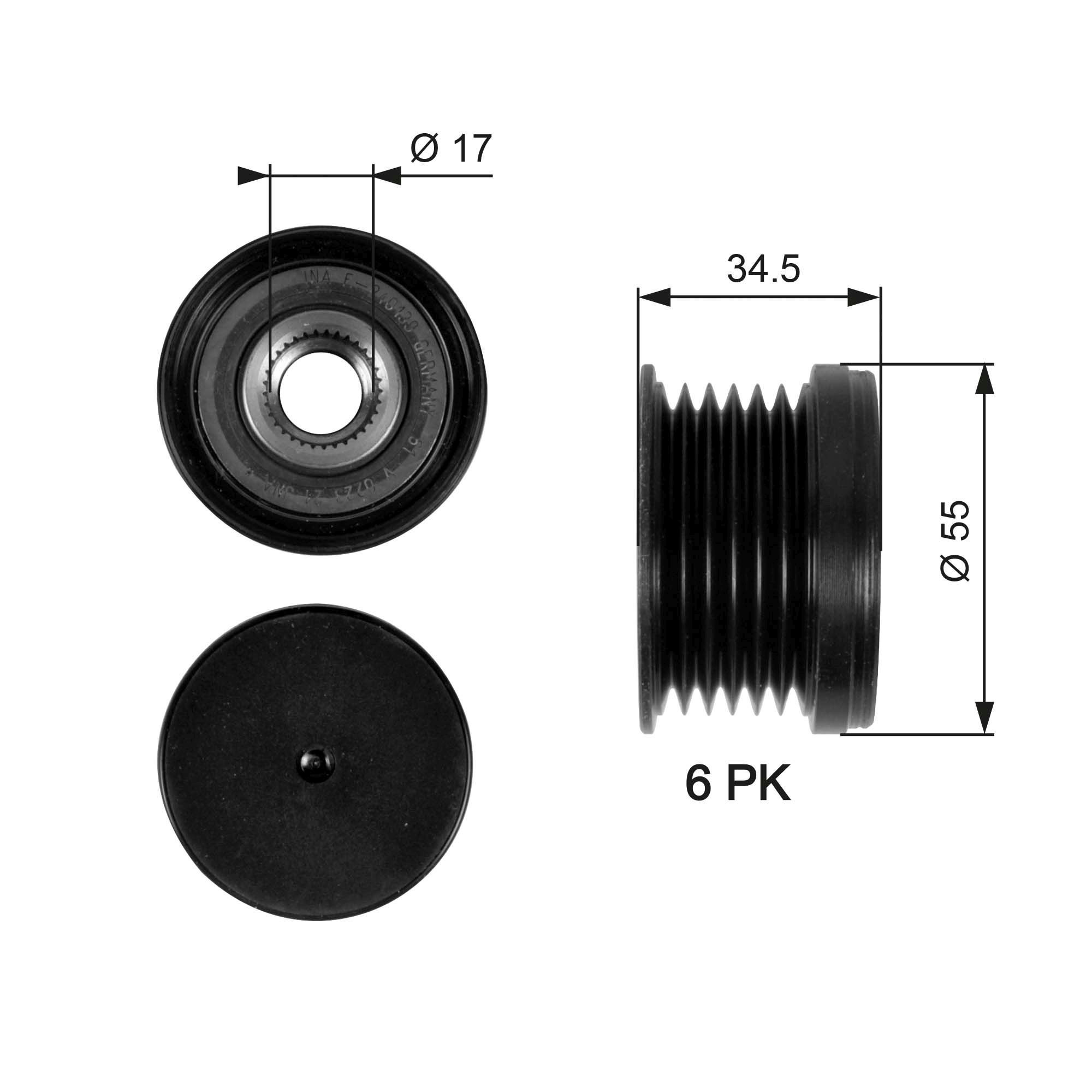 Koło pasowe alternatora do Volkswagen Polo V RUS 602, 604, 612, 614