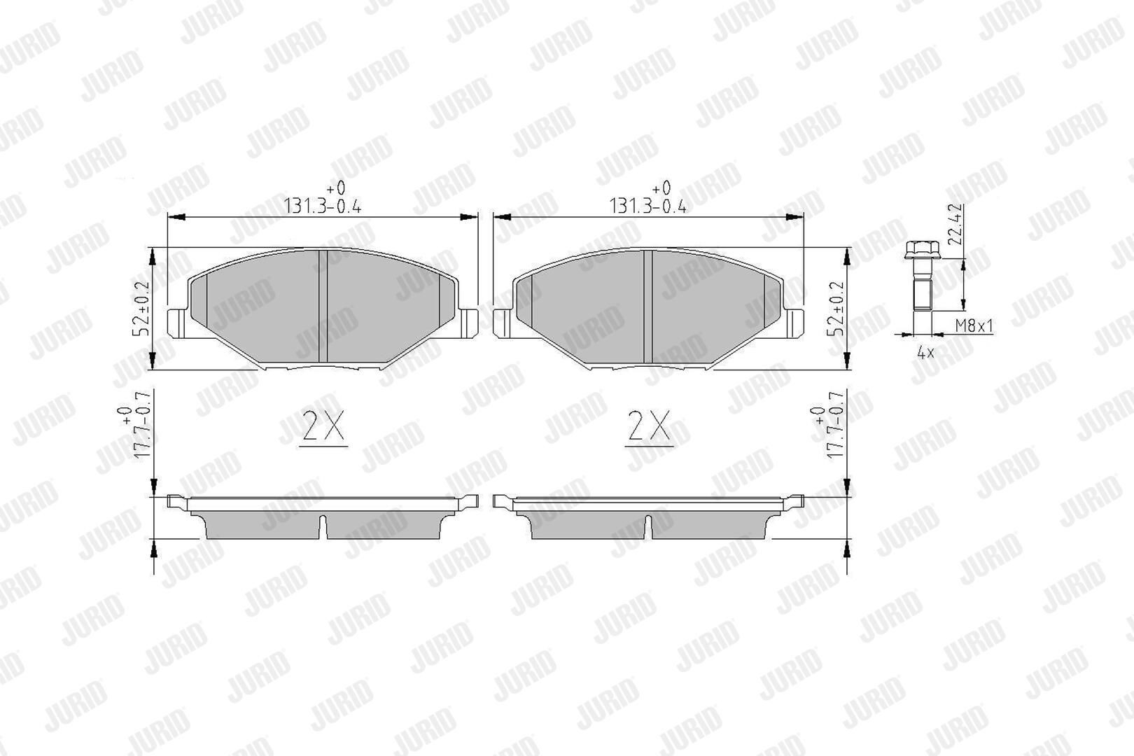 573601J Jurid/Bendix Klocki hamulcowe przednie tarczowe