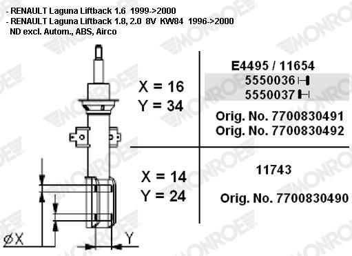 Amortyzator przedni do Renault Laguna I B56, 556