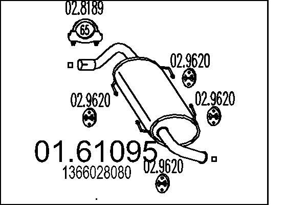 Tłumik, tylna część 1366028080 Fiat/Alfa/Lancia
