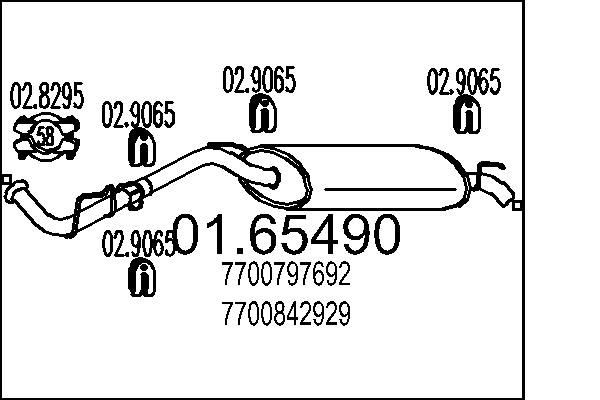 Tłumik, tylna część Renault Clio I hatchback (BC57, 5357) (1990 - 1998) cena, od 65,40 USD