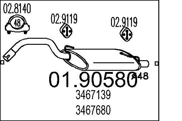 Tłumik, tylna część Volvo 440 K hatchback (445) (1988 - 1996) cena, od 86,19 USD