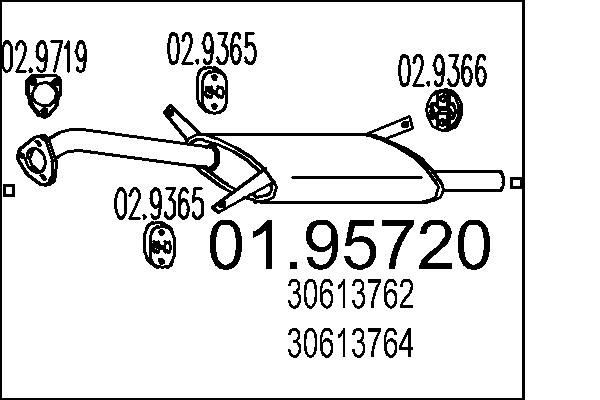 Tłumik, tylna część Volvo S40 I sedana (VS) (1995 - 2003) cena, od 104,23 USD