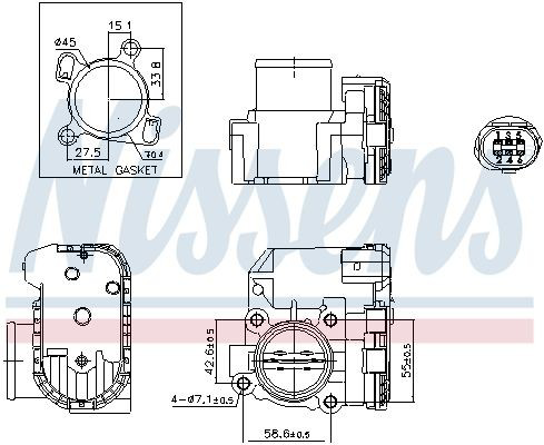 Przepustnica, komplet Nissens 955191 cena, od 52,78 USD