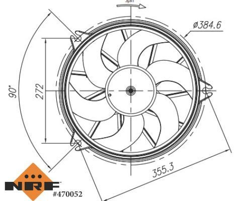 470052 NRF Wentylator elektryczny układu chłodzenia, kompletny (silnik+wirnik) prawy