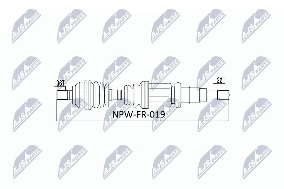 Półoś napędowa przednia prawa NTY NPWFR019 cena, od 61,25 USD