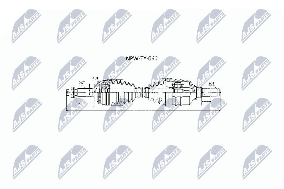 Półoś napędowa przednia lewa NTY NPWTY060 cena, od 108,77 USD