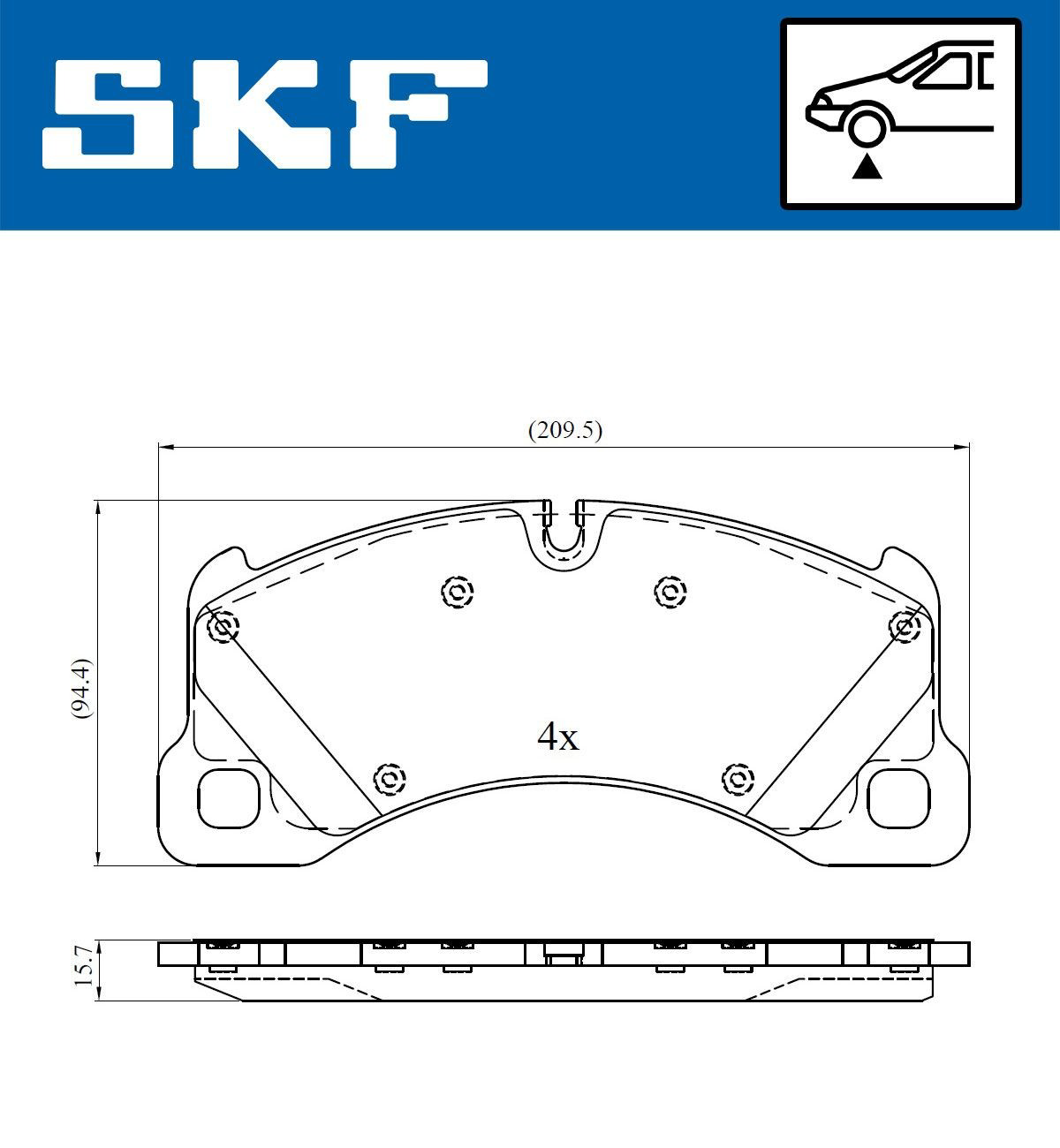 VKBP80461 SKF Klocki hamulcowe przednie tarczowe