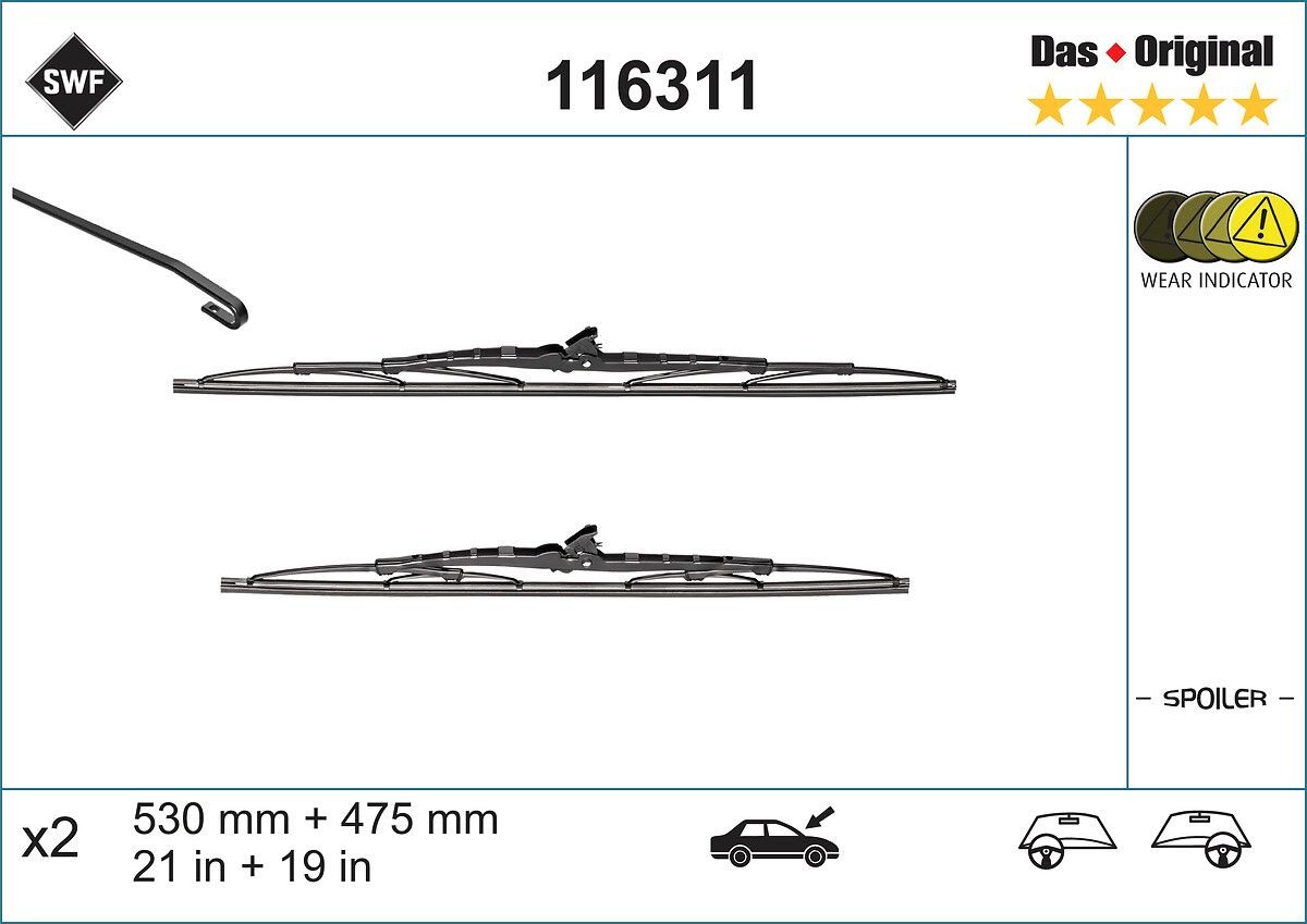 Pióro wycieraczki szyby przedniej, zestaw (2 szt.) Seat Cordoba sedana (6K2, C2) (1993 - 1999) cena, od 16,99 USD