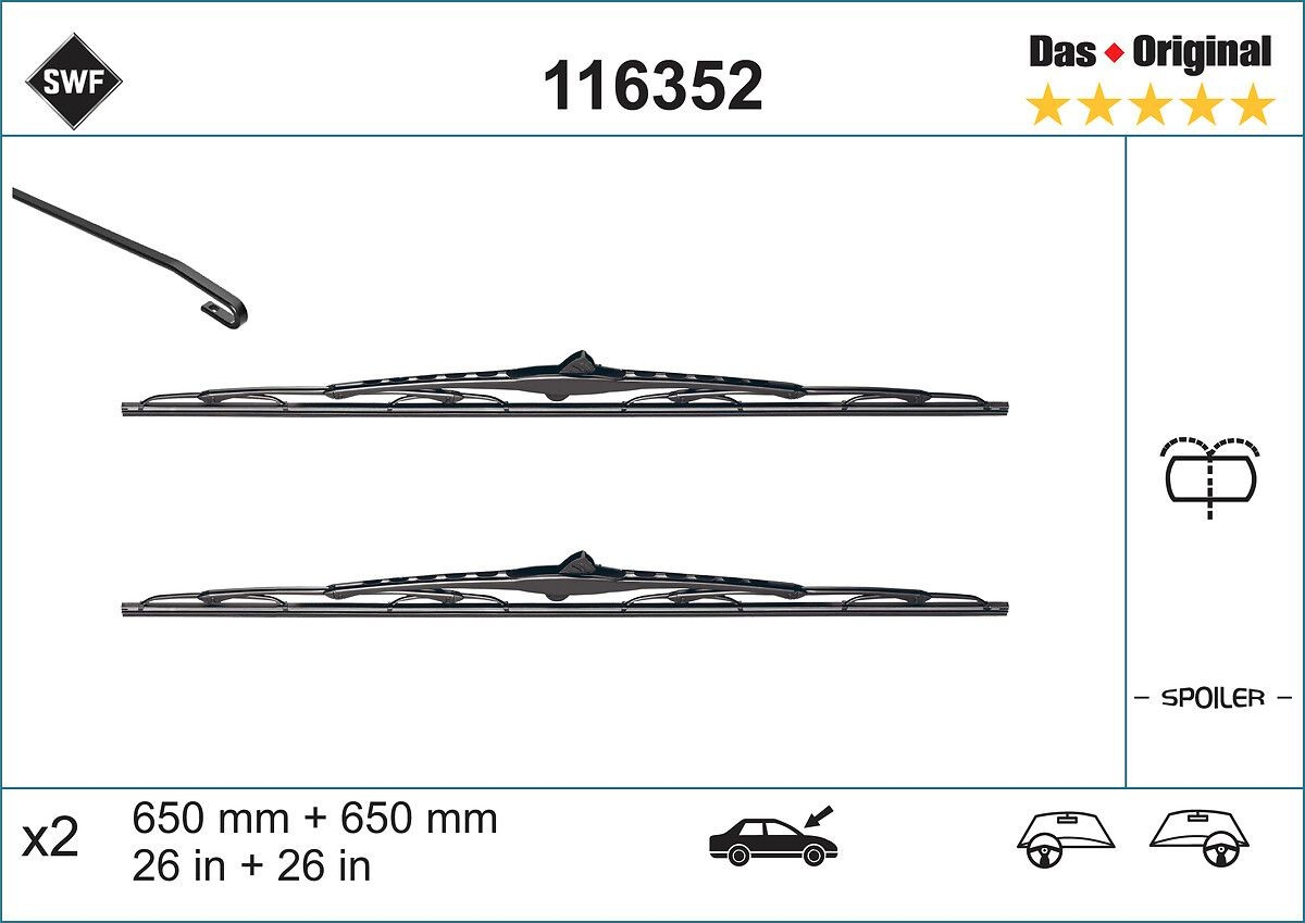 Pióro wycieraczki szyby przedniej, zestaw (2 szt.) Citroen C8 