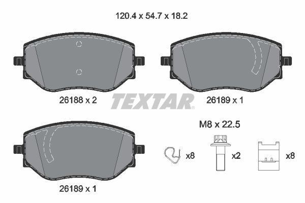 2618801 Textar Klocki hamulcowe przednie tarczowe