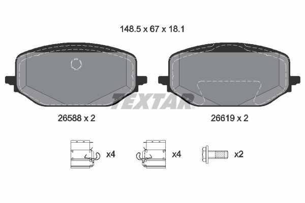 2658801 Textar Klocki hamulcowe przednie tarczowe