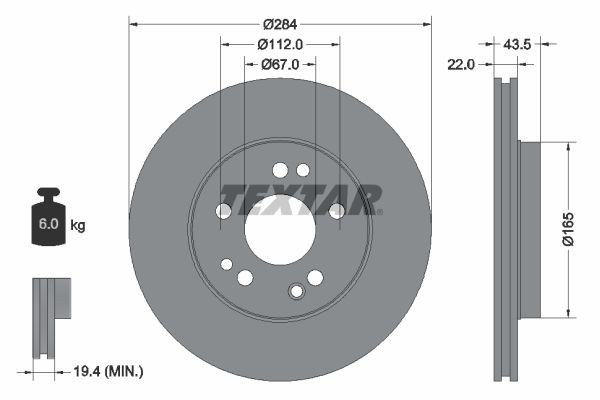 92031900 Textar Tarcza hamulcowa przednia
