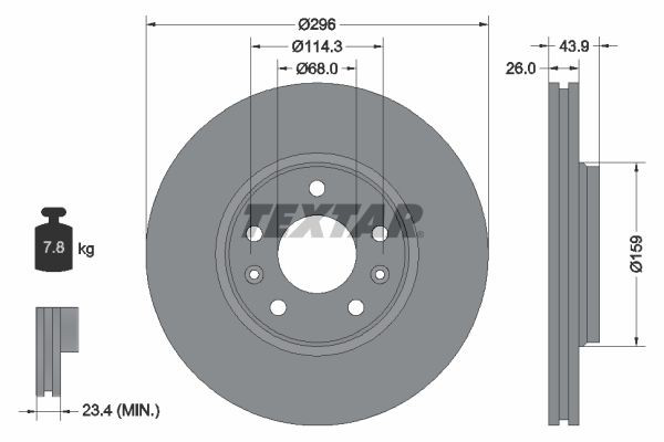 92195603 Textar Tarcza hamulcowa przednia