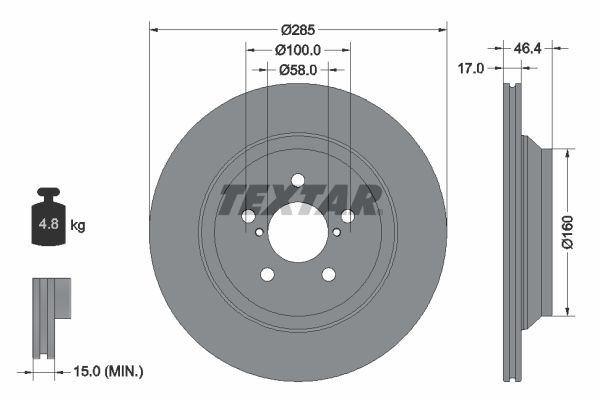 92309303 Textar Tarcza hamulcowa tylna