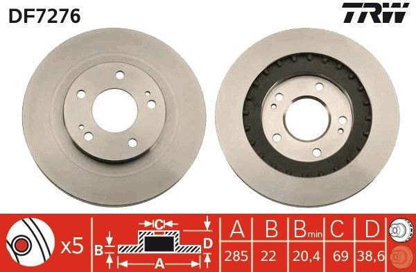 Tarcza hamulcowa przednia do Mitsubishi Pajero PININ H60, H70