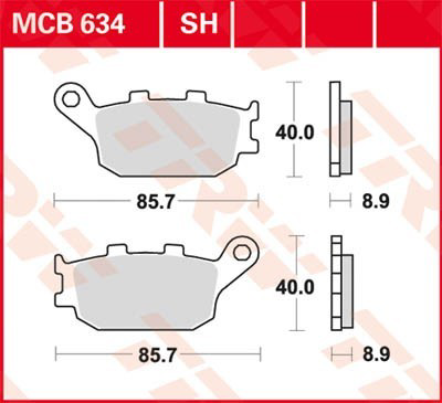 Do koszyka MCB634SH TRW Okładziny (klocki) do hamulców tarczowych tylne