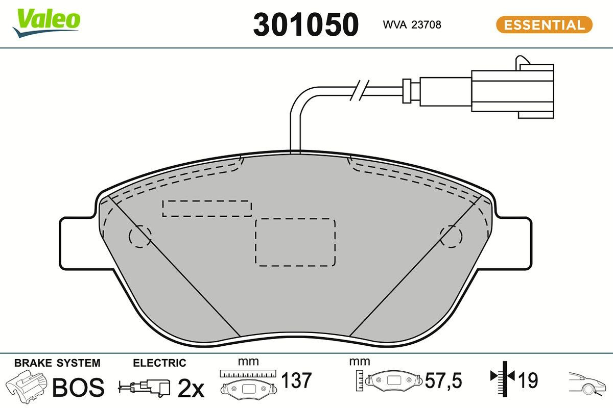 301050 VALEO Klocki hamulcowe przednie tarczowe