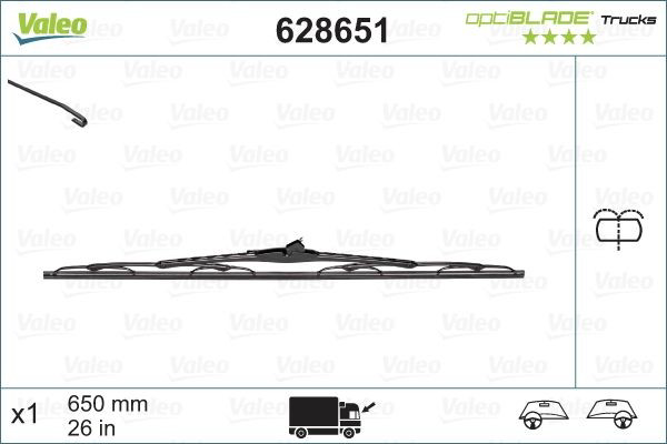 Pióro wycieraczki szyby przedniej, zestaw (2 szt.) VALEO 628651 cena, od 21,17 USD