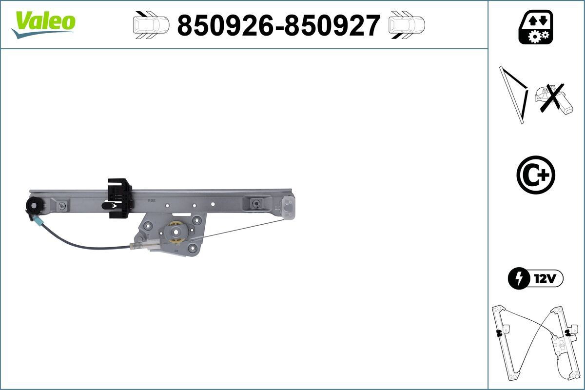 Mechanizm podnoszenia szyby drzwi tylnych lewych VALEO 850926 cena, od 30,82 USD