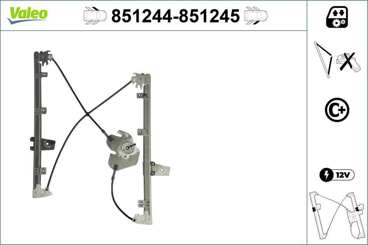 851244 VALEO Mechanizm podnoszenia szyby drzwi przednich lewych