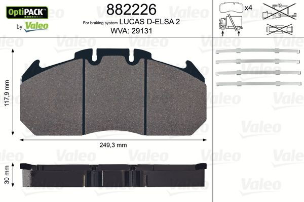 882226 VALEO Klocki hamulcowe przednie tarczowe