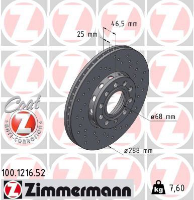 Do koszyka 100121652 Zimmermann Tarcza hamulcowa przednia